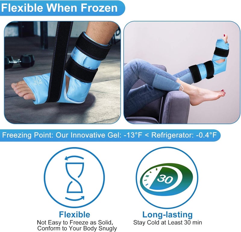 Relief Expert Ankle Foot Ice Pack Wrap, Reusable Gel Cold Pack with Cold Compress Therapy for Achilles Tendon, Heel Ice Pack for Soothing and Recovery - Blue - Image 2